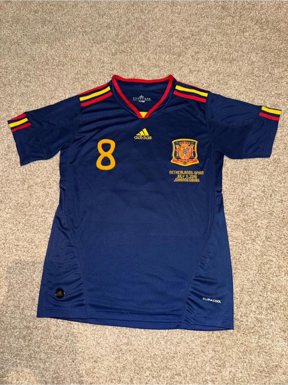 Adidas Spain 2010 Xavi Hernandez #8 Men’s Retro Away Soccer Jersey